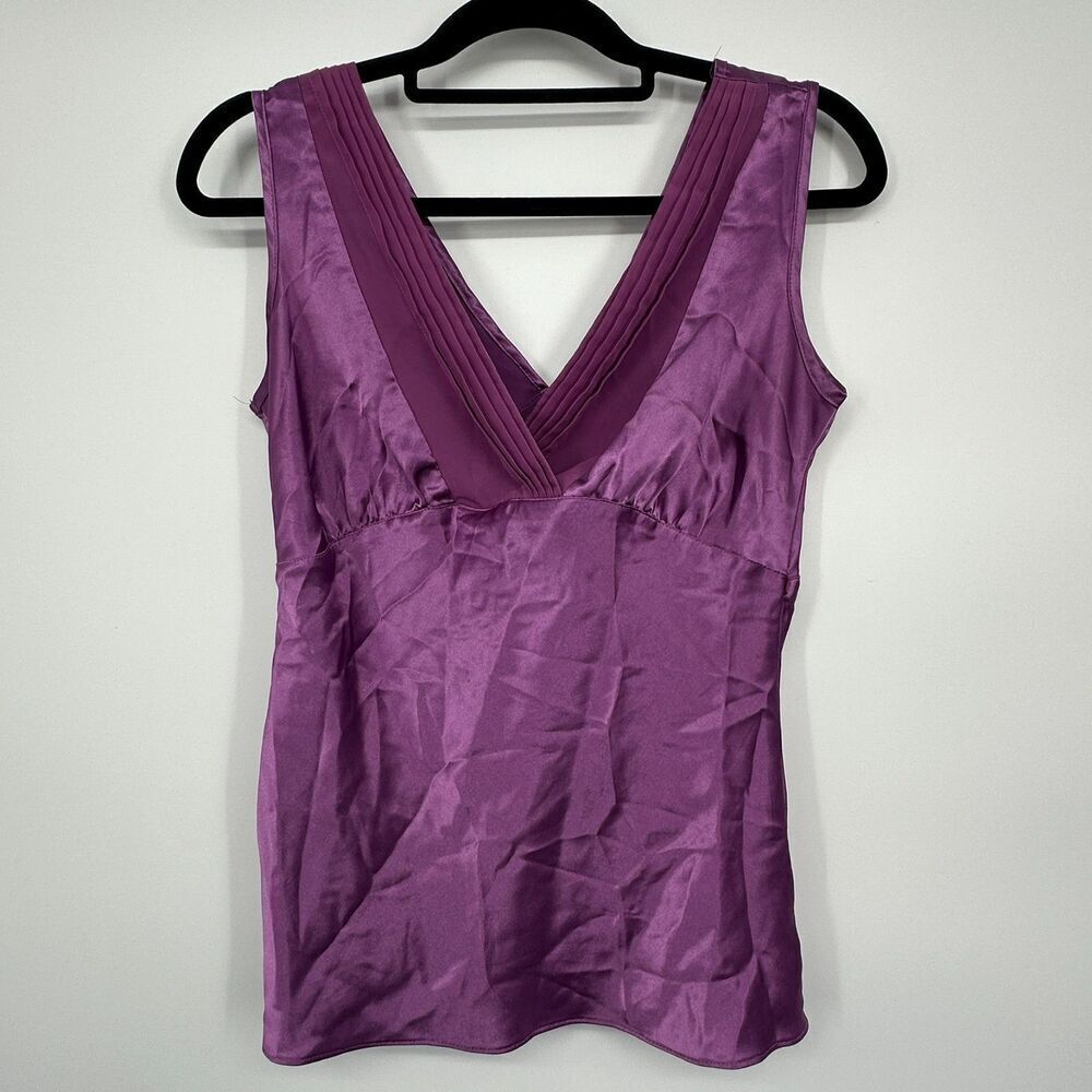 Vintage Y2K Womens Babydoll Top Satin Sleeveless Size S Purple Fairy Stretch